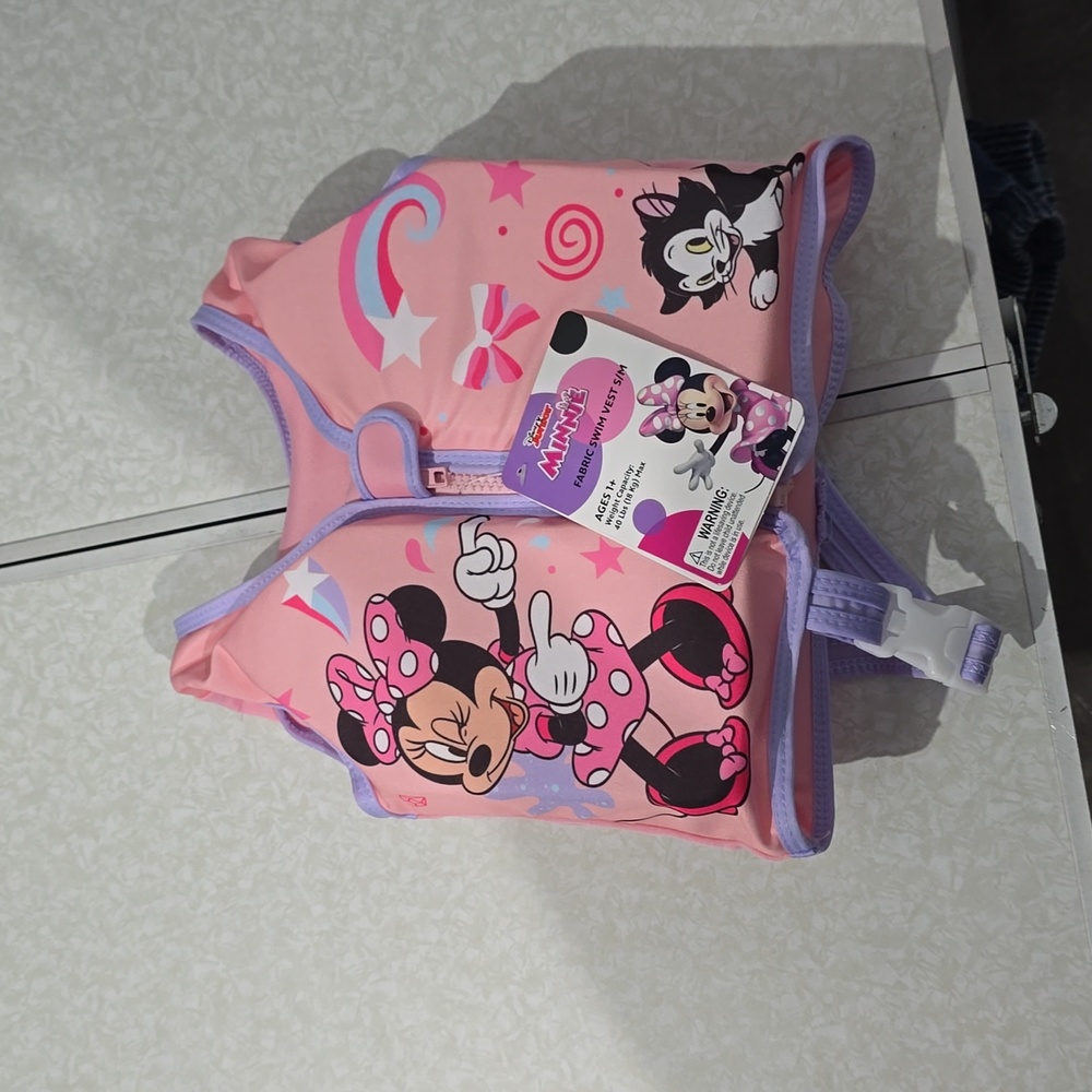 Minnie Mouse Fabric Swim Vest‎ Size S/M NWT